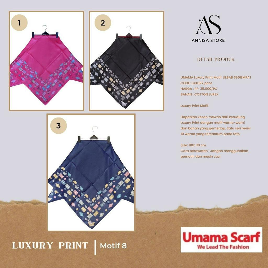 HIJAB SEGI EMPAT UMAMA LUXURY PRINT MOTIF 8 / UMAMA SCRAF JILBAB SEGIEMPAT MODEL LUXURY PRINT MOTIF 