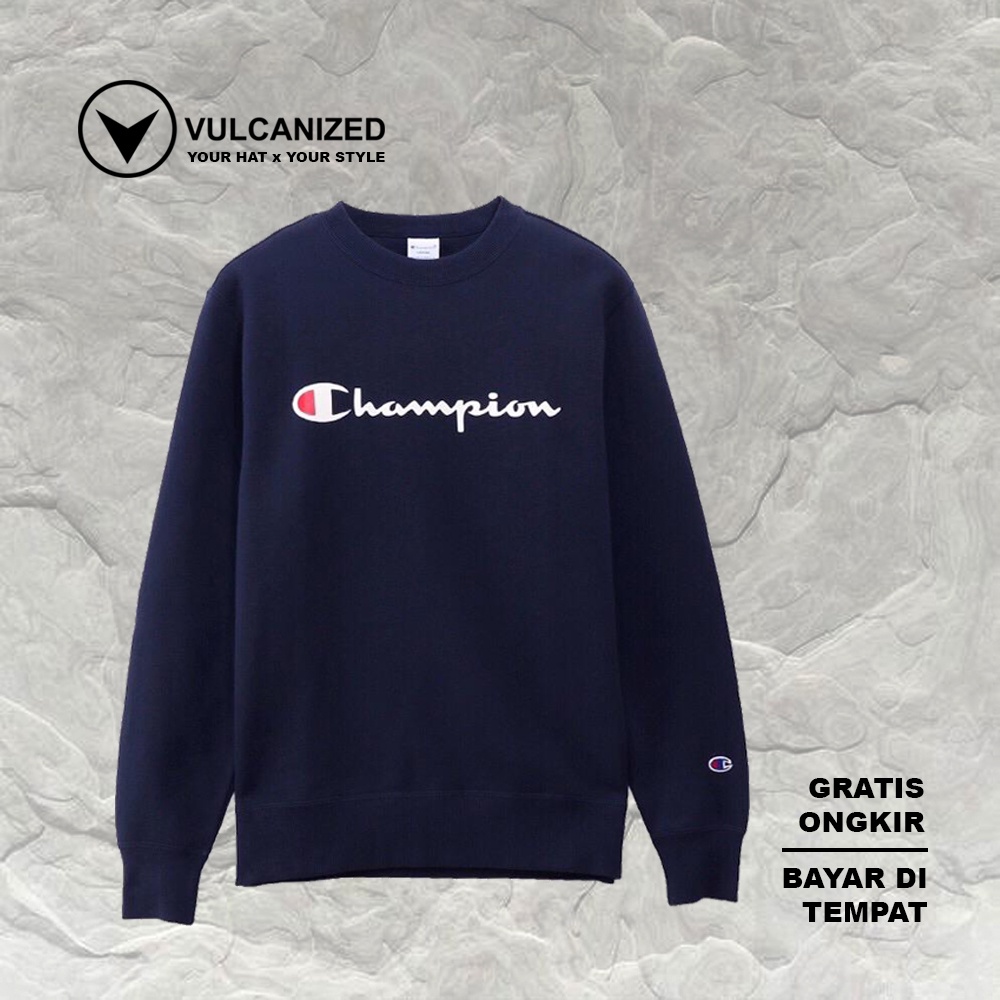 100% ORIGINAL CMT CREWNECK CHAMPION SCRIPT LOGO NAVY