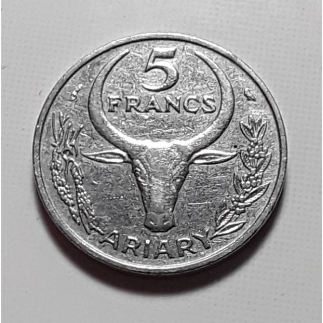 Koin madagaskar malagasy 5 Francs 1968