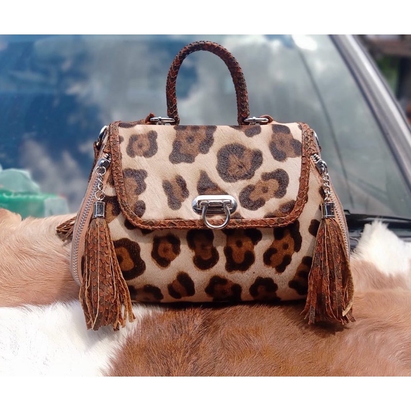 Sakala bags bulu kambing asli mix kulit ular python asli