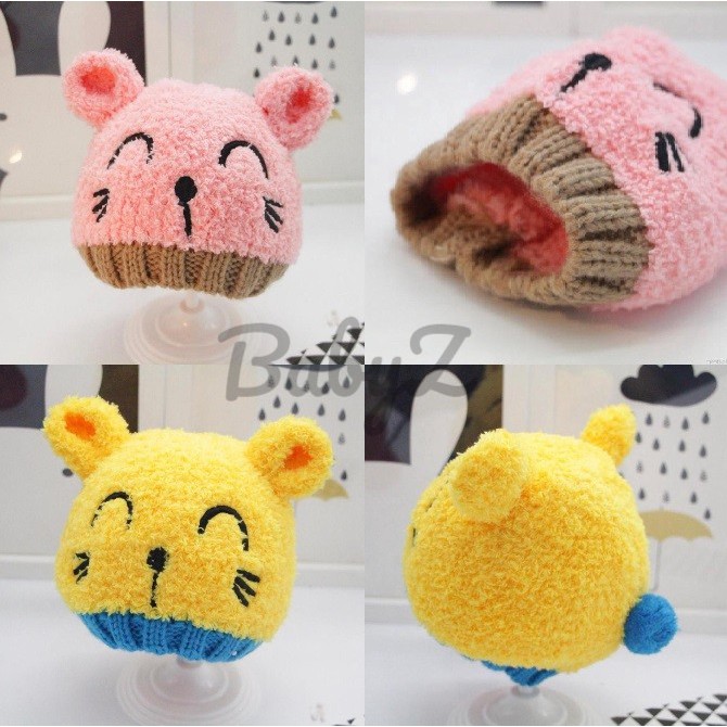 TOPI KATUN RAJUT SMILEY BAYI LAKI LAKI / PEREMPUAN / TOPI RAJUT BAYI BALITA BABY KNITTED HAT