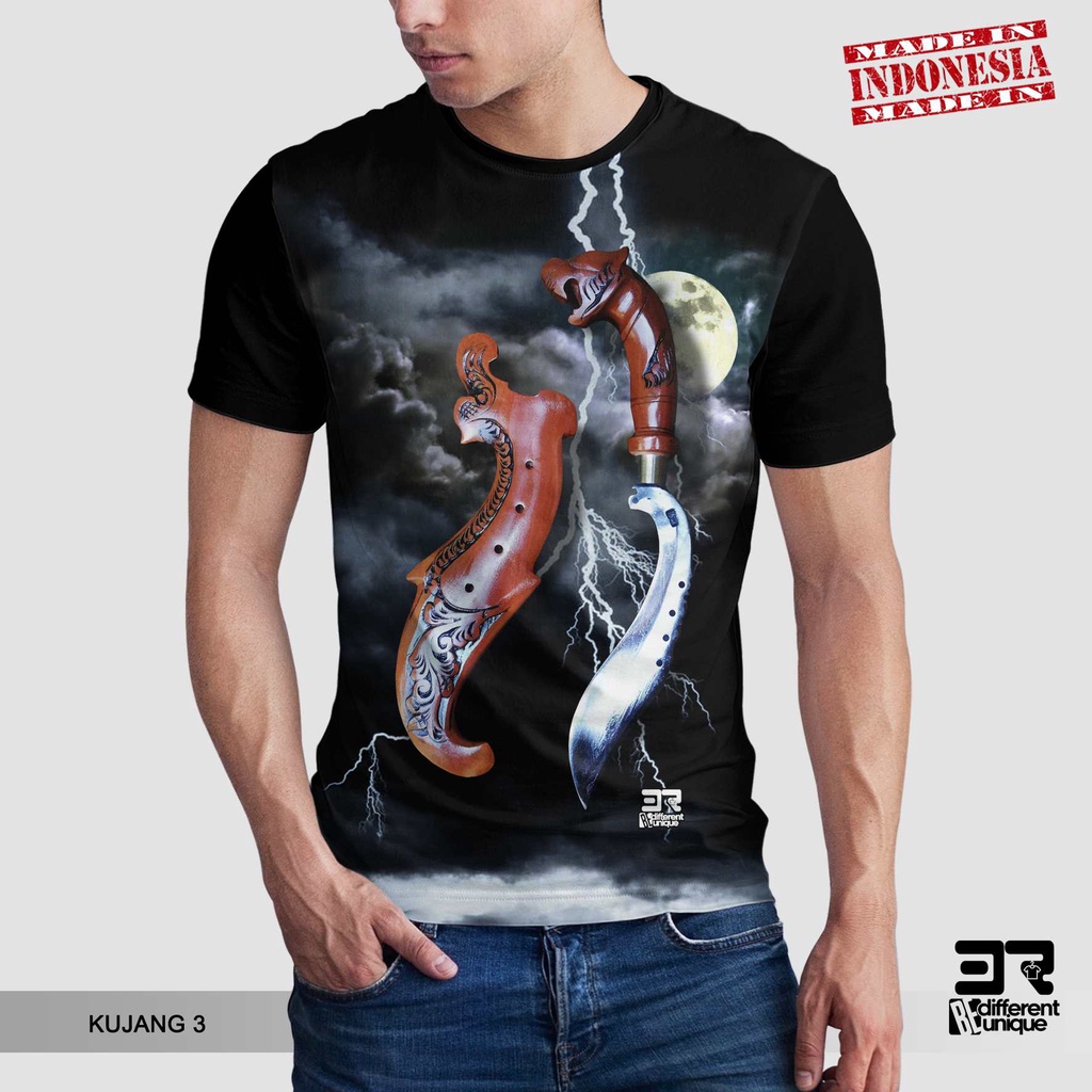 [ COD ] KAOS DISTRO PRINTING GAMBAR KUJANG 3 - BAJU GAMBAR SENJATA TRADISIONAL INDONESIA MOTIF UNIK 