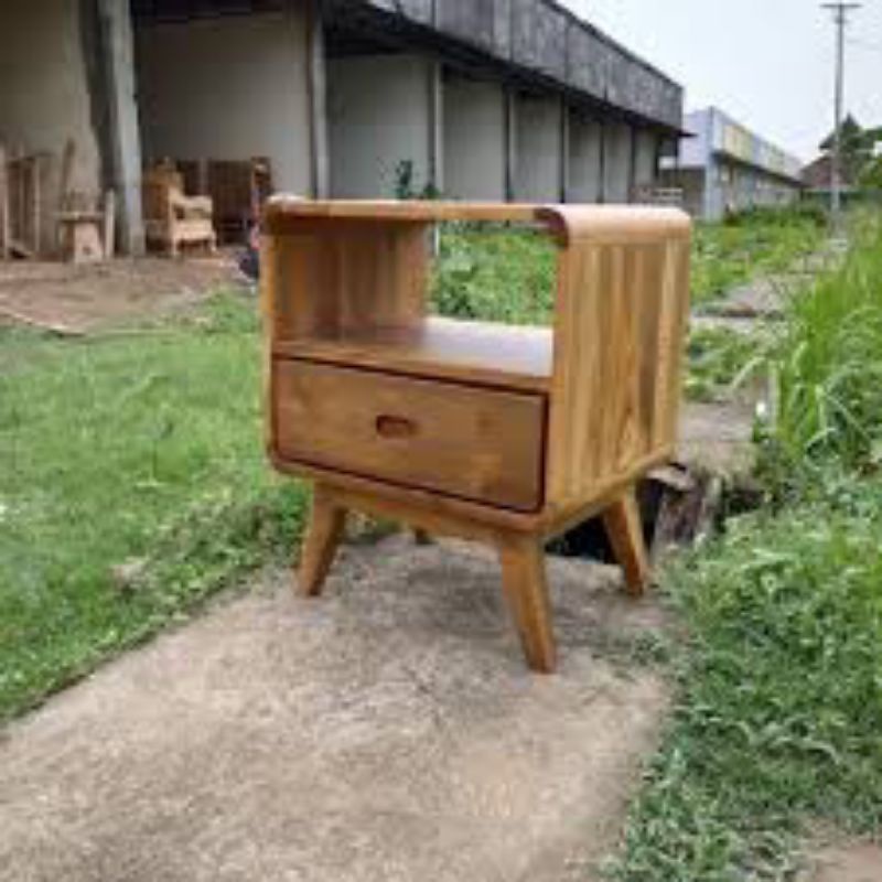 nakas bedside nakas minimalis kayu jati berkualitas mentah