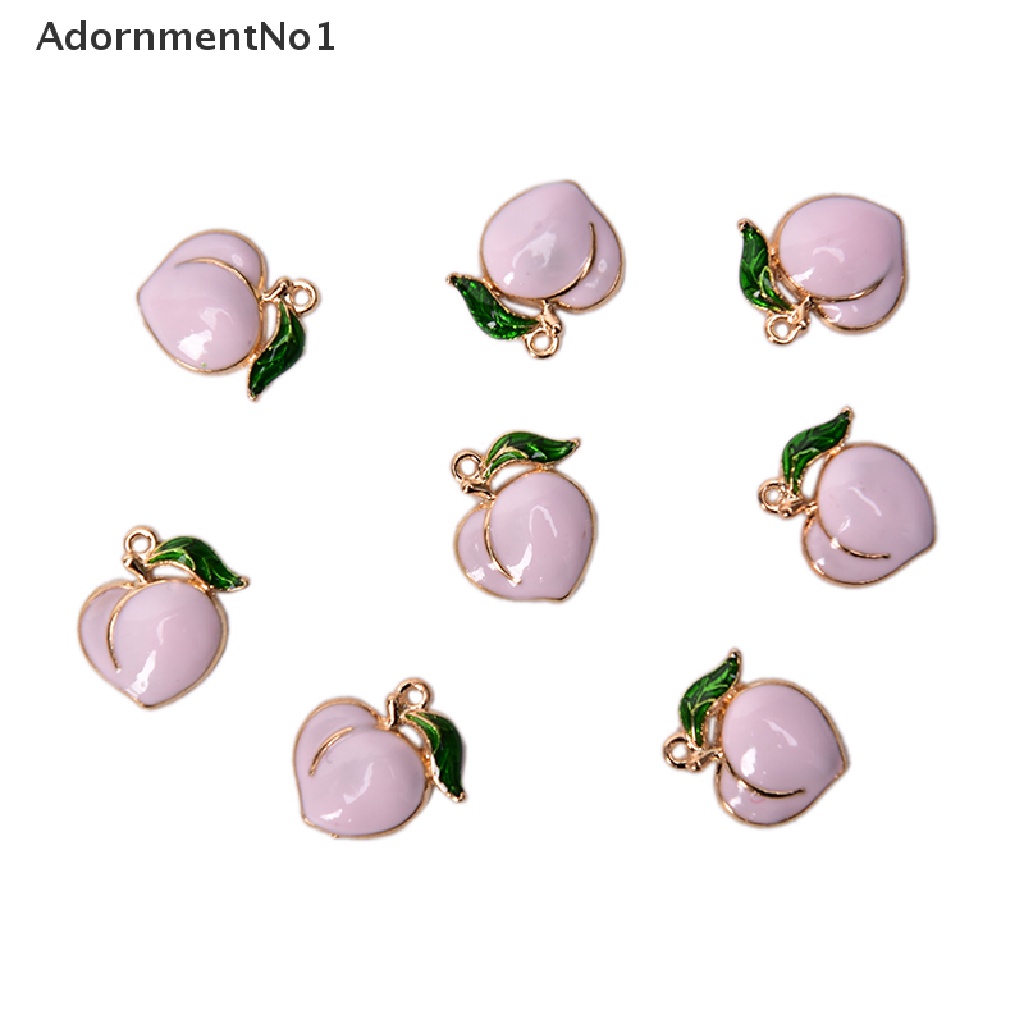 (AdornmentNo1) 10pcs / Set Liontin Enamel Bentuk Buah Peach Bahan Alloy Untuk Kerajinan Tangan DIY