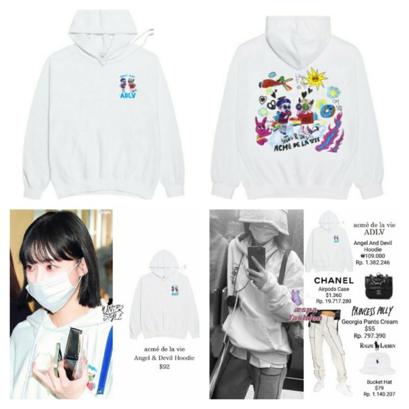 hoodie Adlv Angel & Devil White Size 2 Original Booked