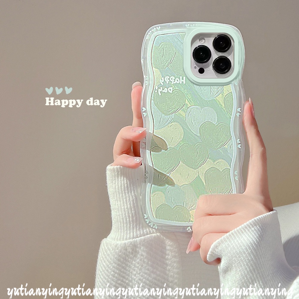 Soft Case Motif Lukisan Minyak Hati Warna Hijau Untuk Samsung A32 A12 A50 A30S M12 A50S A52 A13 A52S