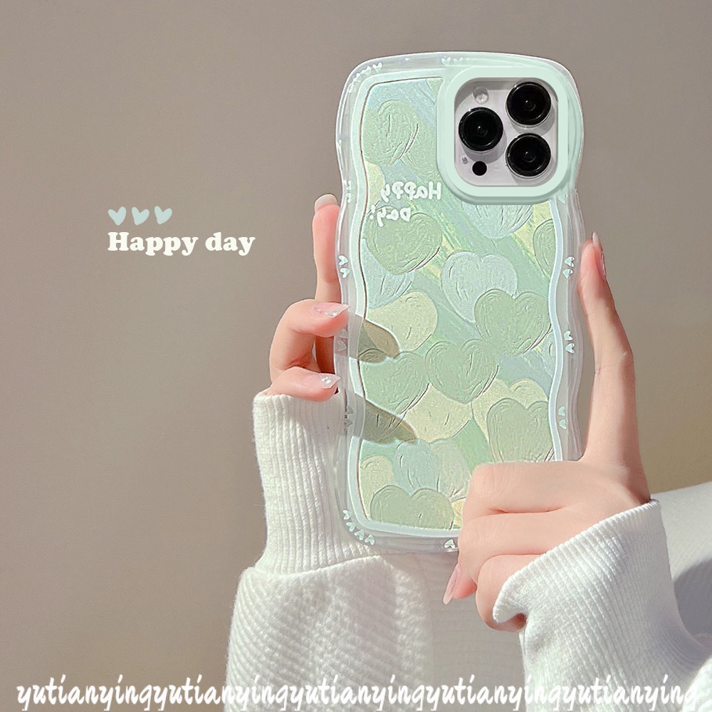 Soft Case Motif Lukisan Minyak Hati Hijau Gaya Korea Untuk Vivo Y21 2021 Y12 Y12i Y20 Y11 Y11s Y33S Y15 Y21S Y20s Y17 Y20i Y20s G Y20A T1 Y21T Y33T12