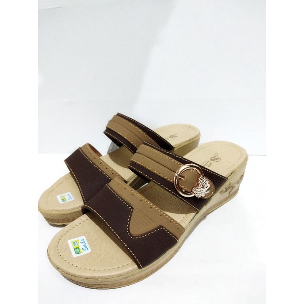 sandal wanita wedges hak 5cm ban dua terlaris motif 2 warna saila