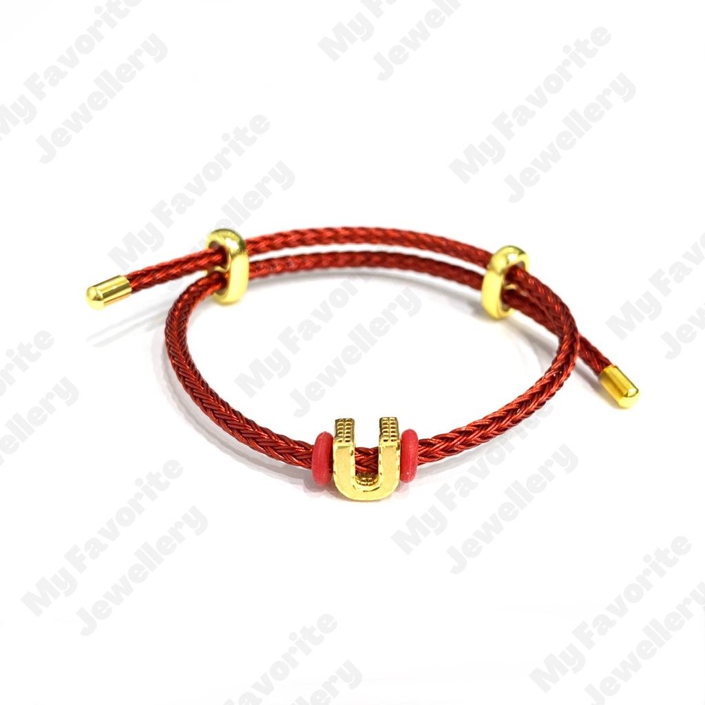 Gelang Tali Set Liontin Emas Asli Kadar 700 Huruf U Balok