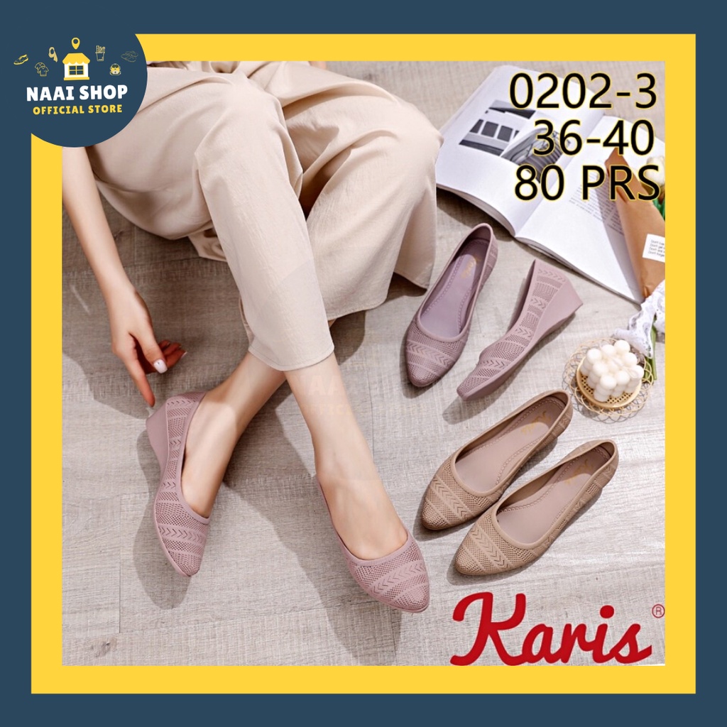 Sepatu Wanita Motif Kekinian Size 36-40 Tinggi Hak Sedang -+ 4 CM Wedges Shoes Import Premium Selop Heels Karet Cewek Kerja Kuliah Slop Formal Kasual Korea Style Termurah Slip On Jelly Soft Color Doft Sekolah Terlaris Fantopel Pantofel Karis Naai