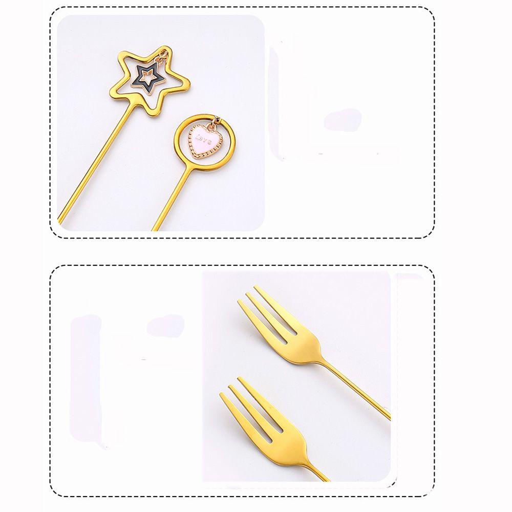 Top Sendok Kopi304 Stainless Steel Stirring spoon Fork Dengan Liontin Cantik Sendok Teh