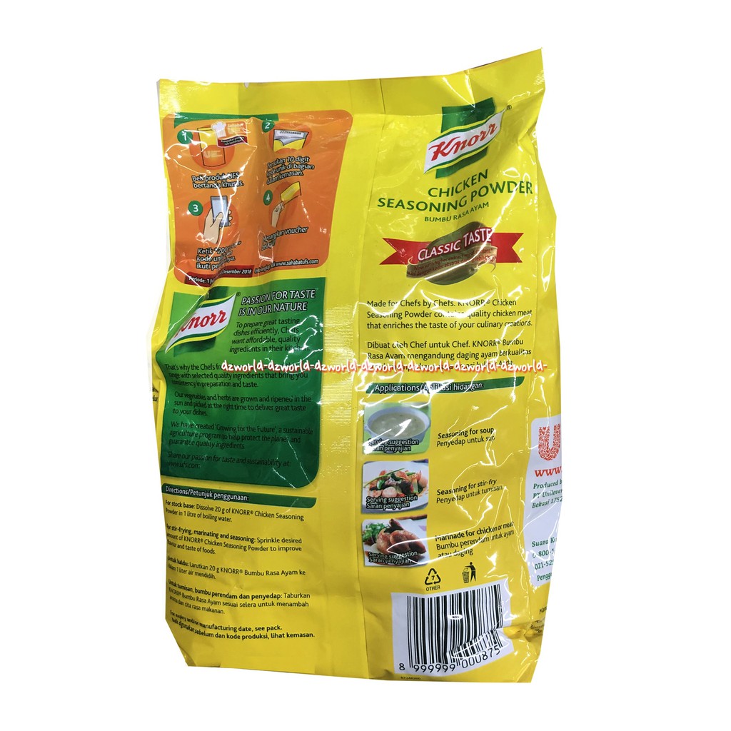 Knorr Chicken Seasoning Powder 1kg Tepung Penyedap Rasa Instan Kemasan Poucj Knor