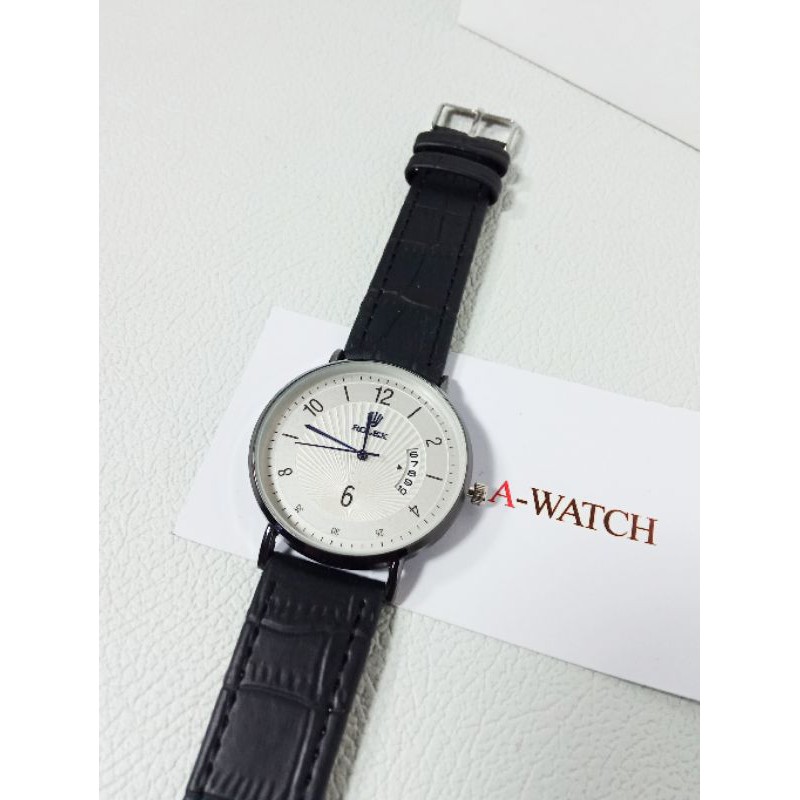 jam tangan keren pria rolex tali kulit warna hitam tanggal aktif