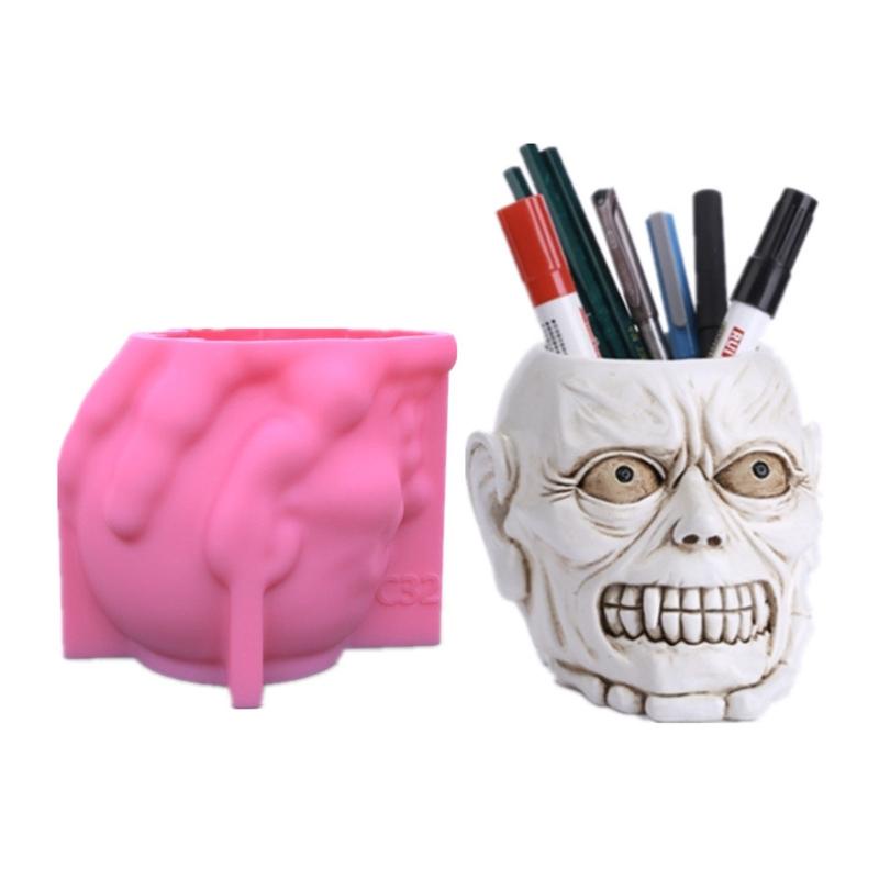 Cetakan Sabun Bentuk Tengkorak Pot Bunga 3D Bahan Resin Untuk Dekorasi Rumah