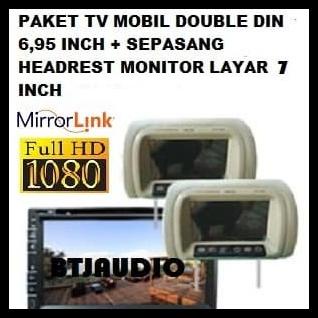 Paket Tv Mobil Doubledin 6,95 Inch Plus Headrest Monitor 7 Inch