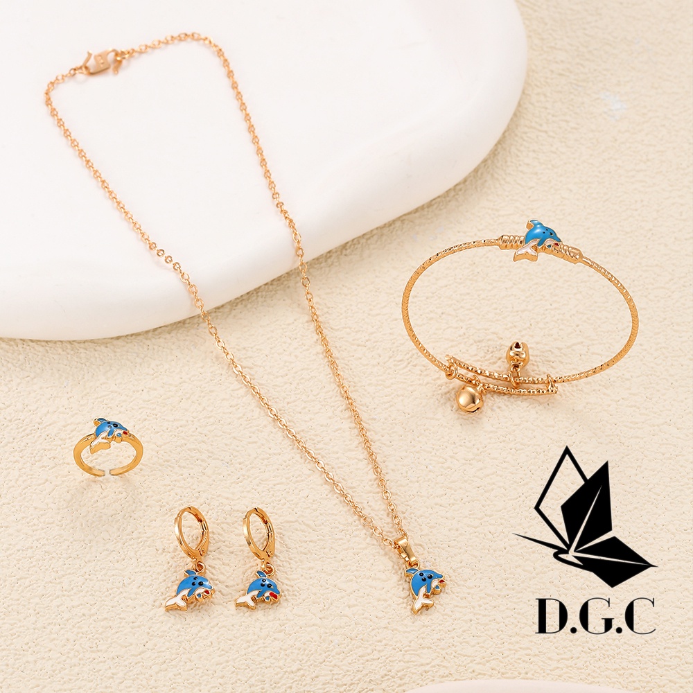 D.G.C COD Set Perhiasan Anak Set Perhiasan Anti Karat Anting Korea Kalung Gelang Tangan Anak Cincin