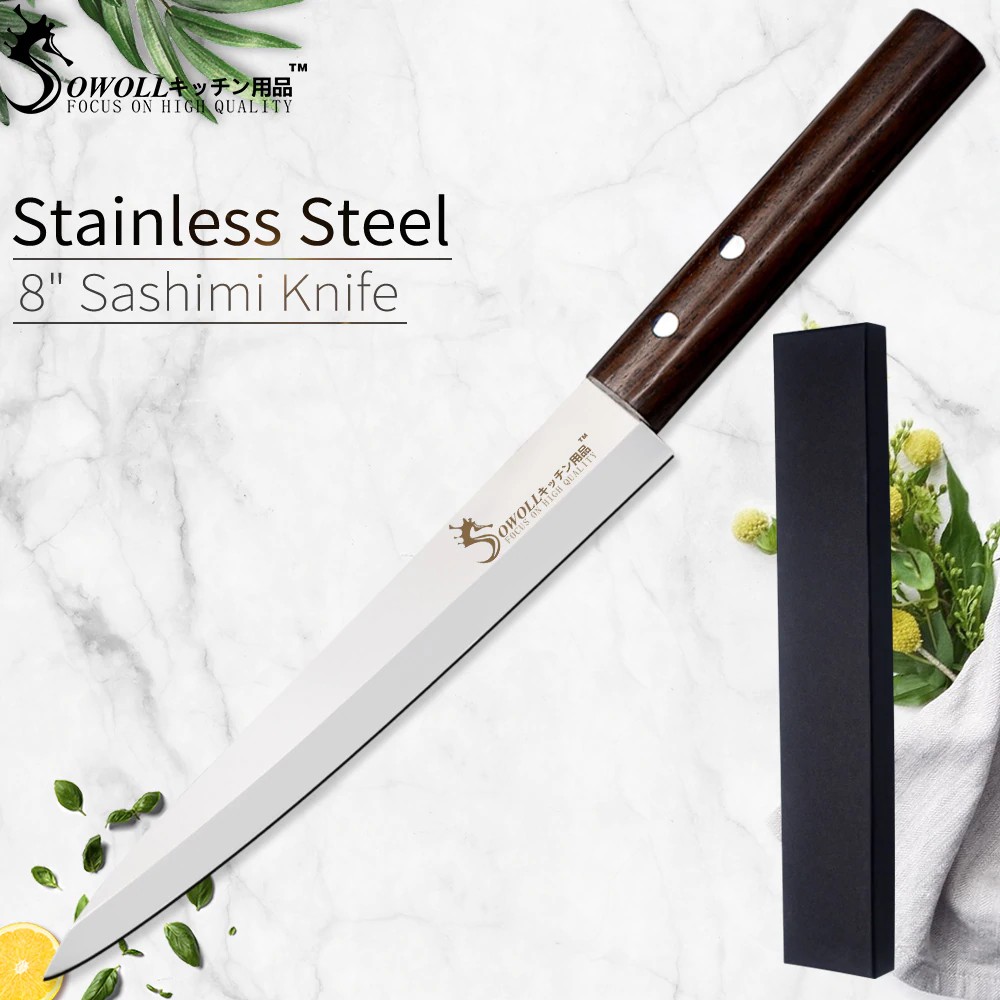 [FreeOngkirTanpaSyarat] SOWOLL Japanese Professional 8 inch Sashimi Knife 4CR14 Stainless Steel