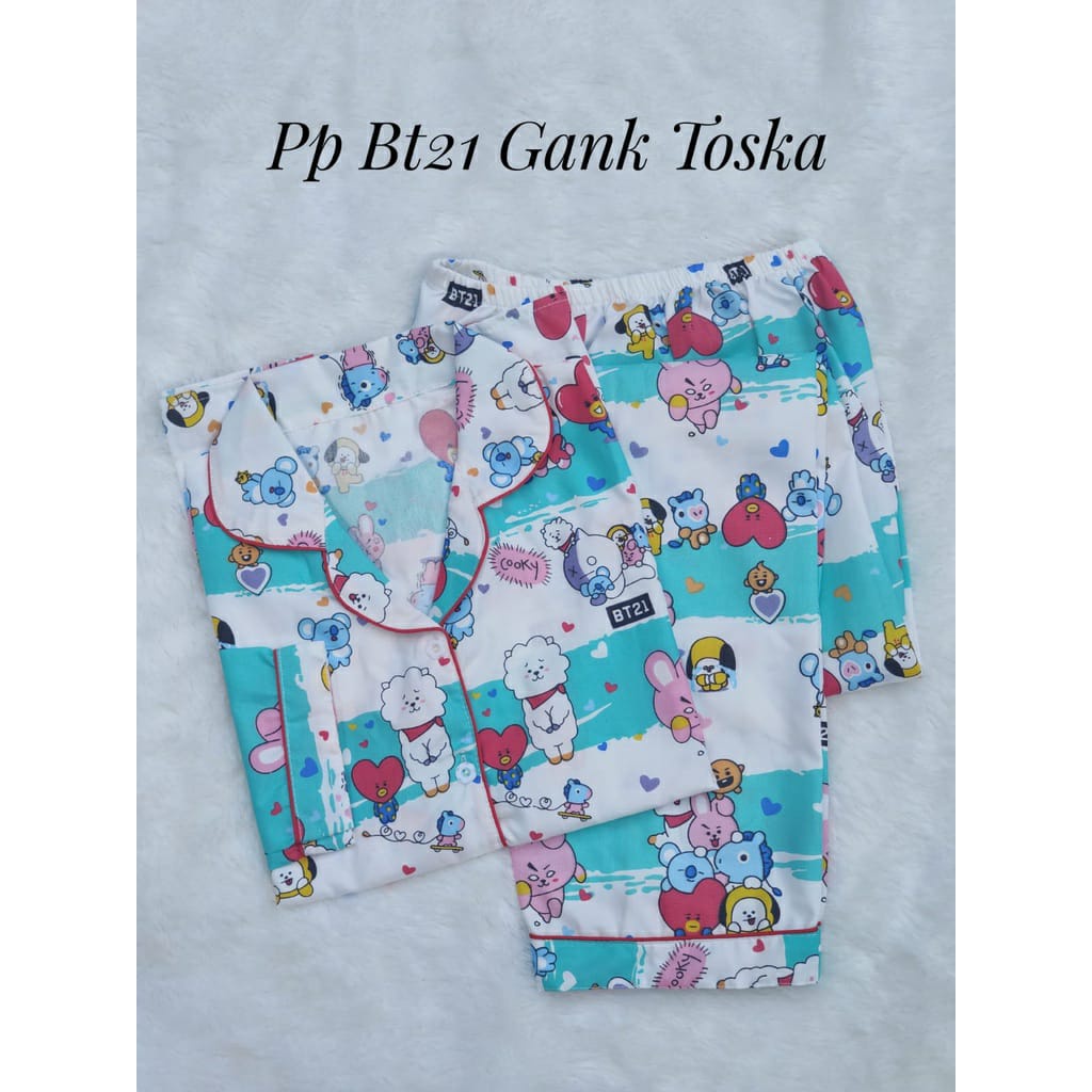 BAJU TIDUR WANITA LENGAN PANJANG / SETELAN PIYAMA WANITA KATUN MOTIF PP-BT21 GANK TOSCA