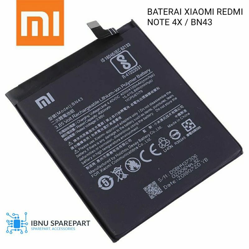 BATERAI BATRE XIAOMI REDMI NOTE 4X SNAPDRAGON  BN43 BATTERY