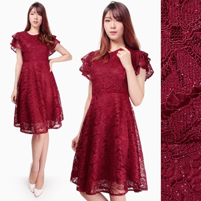 Dress midi Brukat Sharon Wanita - M