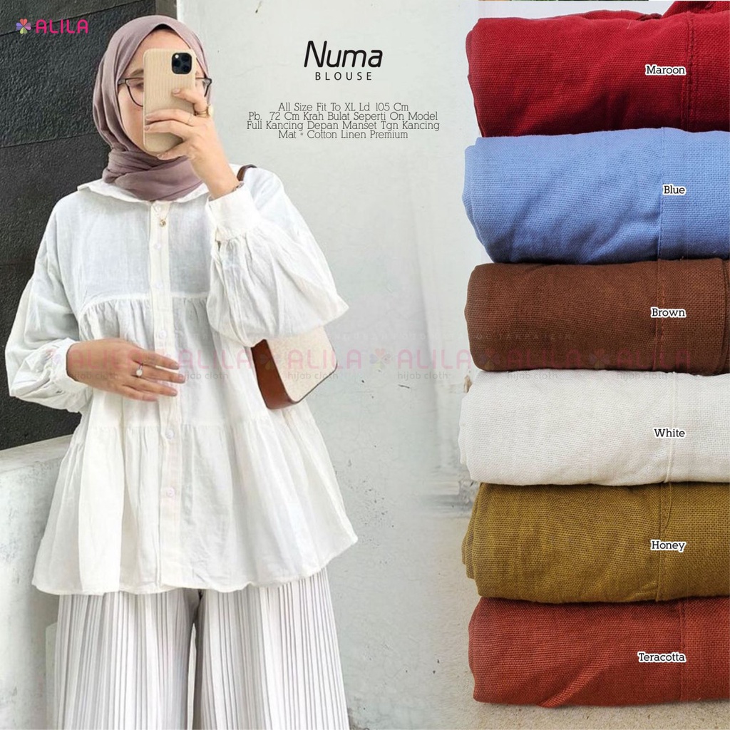 Tunik Polos Wanita Katun Linen Model Rampel / Blouse  Kasual Wanita / Tunik Jumbo Polos / Tunik Yesl