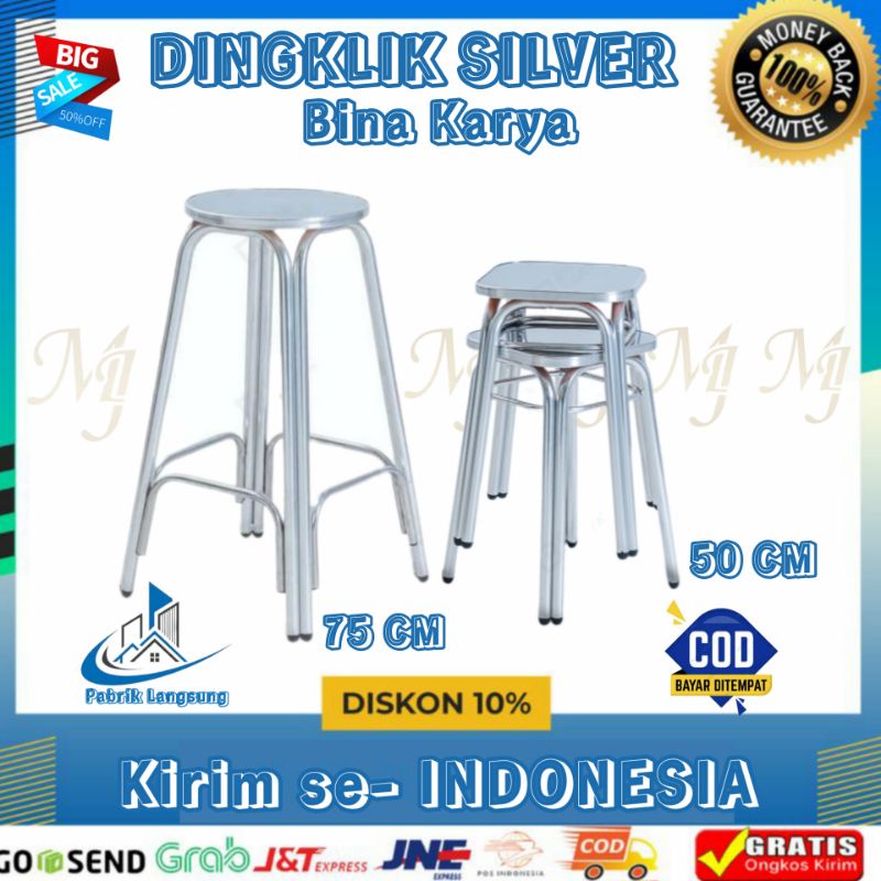 KURSI BAR - KURSI CAFE MINIMALIS / KURSI BULAT STAINLESS ASLI BINA KARYA ORIGINAL
