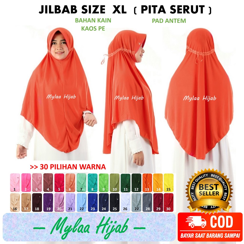 JILBAB INSTAN BERGO kerudung hijab DEWASA size XL bahan