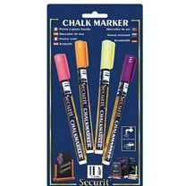 

LIQUID CHALK MARKERS, 4pcs/pkt, YE/OR/PU/RD, SECURIT / SPIDOL CAIR