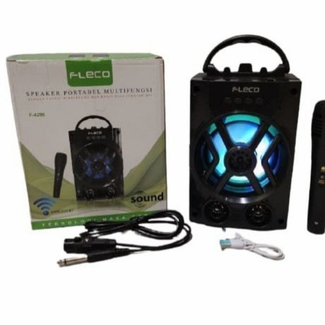 COD SPEAKER BLUETOOTH KARAOKE 5 INCH FLECO F-4296 BONUS MIC KABEL//SPEAKER KARAOKE//SALON AKTIF//SPEAKER X-BASS