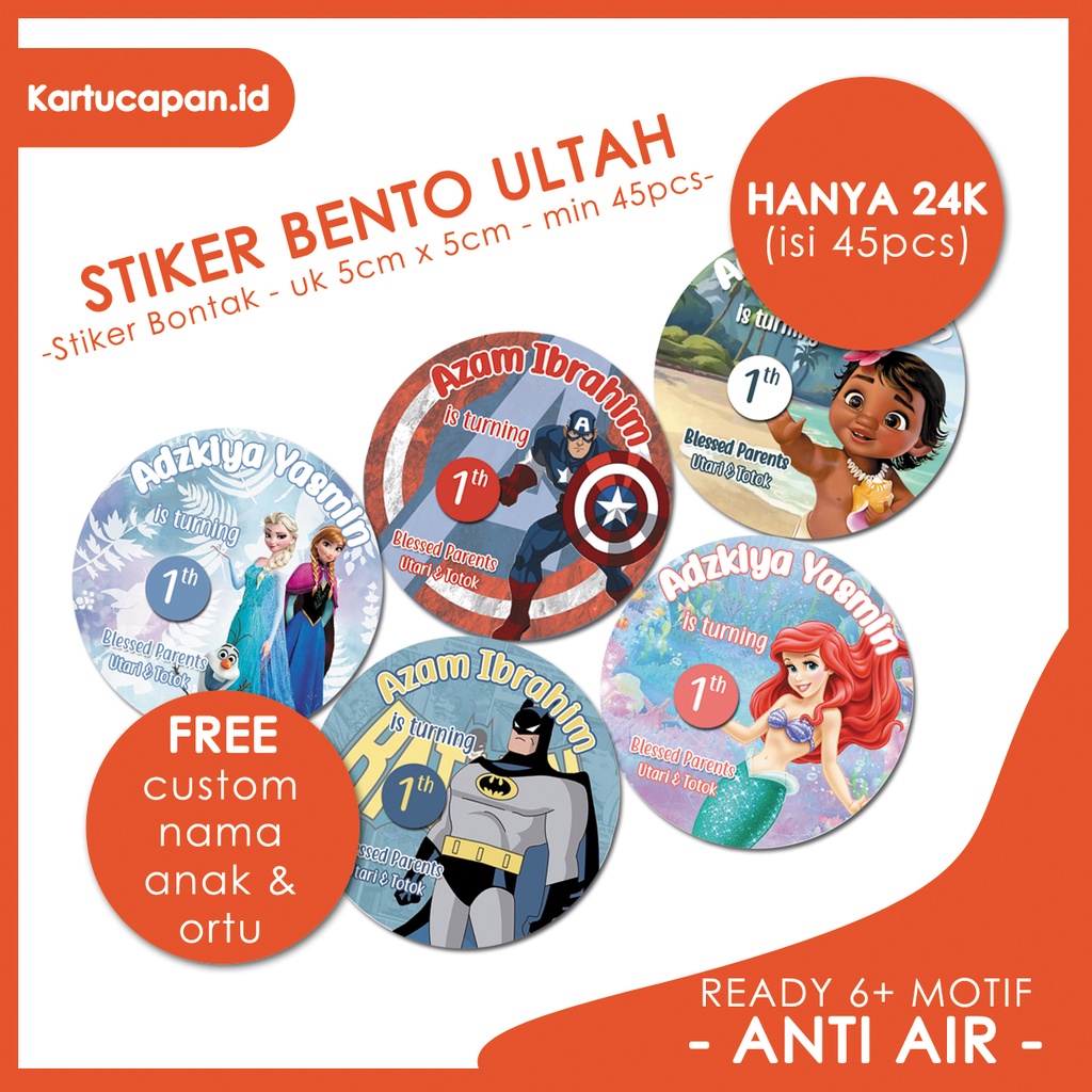 

[45PCS] Sticker Ulang Tahun Anak Sticker Bento Birthday Anak souvenir