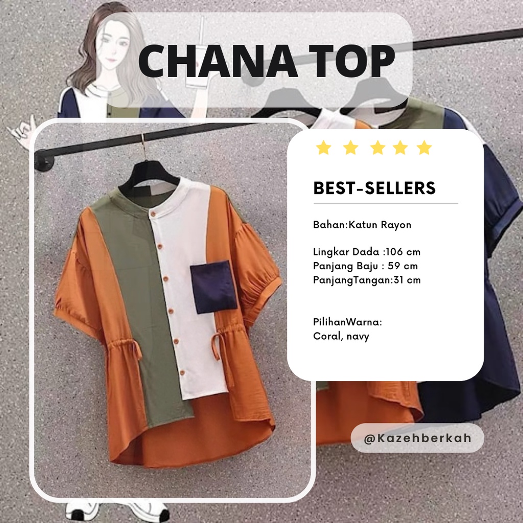 CHANA TOP  Fashion Pakaian Baju Outfit Thrift Atasan Kemeja Terbaru Kekinian Wanita ld 106