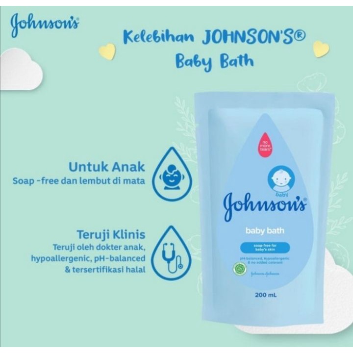 JOHNSONS BABY BATH BLUE POUCH 200ML / JOHNSONS