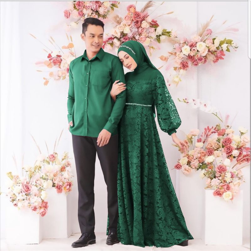 CP ZULAIKHA MUTIARA, COUPLE PASANGAN, BRUKAT MOSCREPE PREMIUM, GAMIS HIJAB MUSLIM, MAXY DRESS