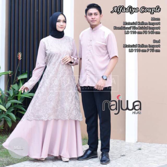 Gamis + Kemeja Alfadia Couple Ori Najwa Material Kellen Mix Brukat Premium