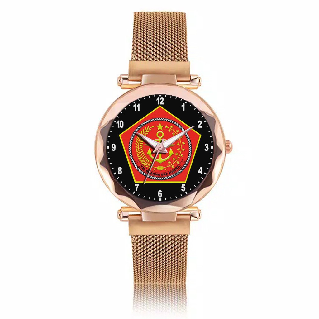 Jam Tangan Wanita Custom - LOGO TNI Free Box &amp; Batre Cadangan