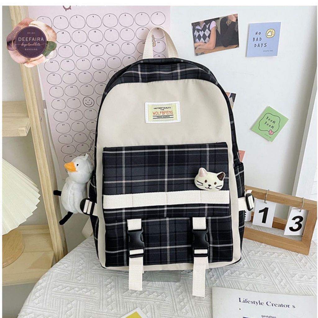 Tas Sekolah Untuk Anak Perempuan Cat Kotak Kotak Tas Ransel Perempuan Sd Smp Sma