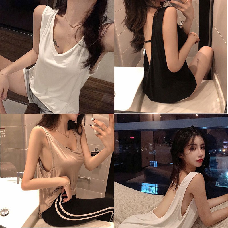 Kamisol Wanita Baru Sexy Backless Longgar Bottoming Kemeja Pullover Top