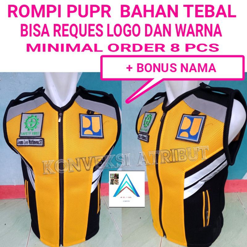 Rompi pupr  pu kementrian pupr  rompi safety  tebal doble mes