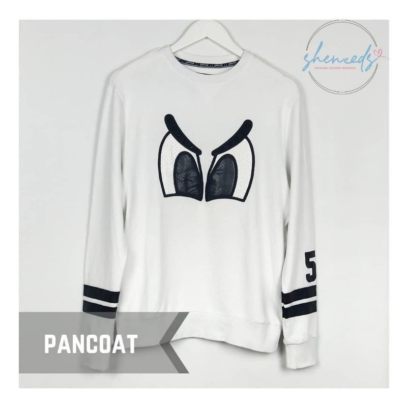 Pancoat Crewneck Sweater Original Cotton Fleece Mix Leather Logo BadEyes