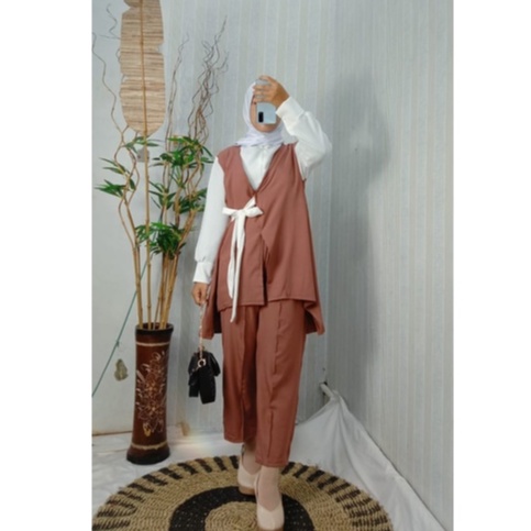 SETELAN KERJA ITYCREPE RACHEL TRENDY ONE SET TUNIK PLUS CELANA