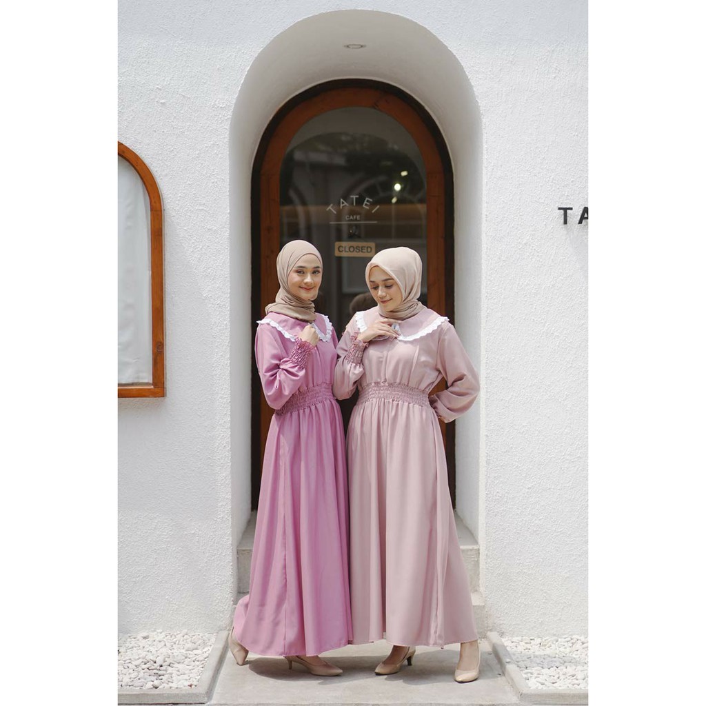 Dress Maxi Kerah Renda Dres Wanita