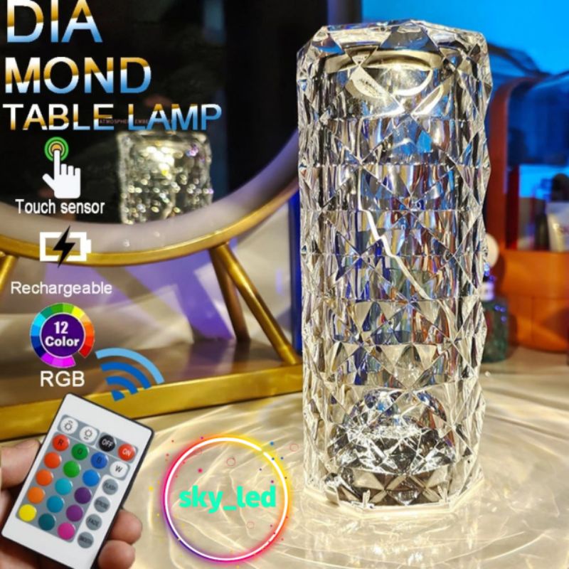 LAMPU HIAS / LAMPU MEJA CRYSTAL  / LAMPU LED CRYSTAL DIAMOND TABEL LAMPU 12 WARNA  / 12 COLOUR LIGHT RGB / LAMPU MEJA REMOT