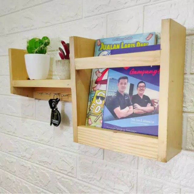 Rak dinding kayu serbaguna - perabotan rumah tangga aesthetic