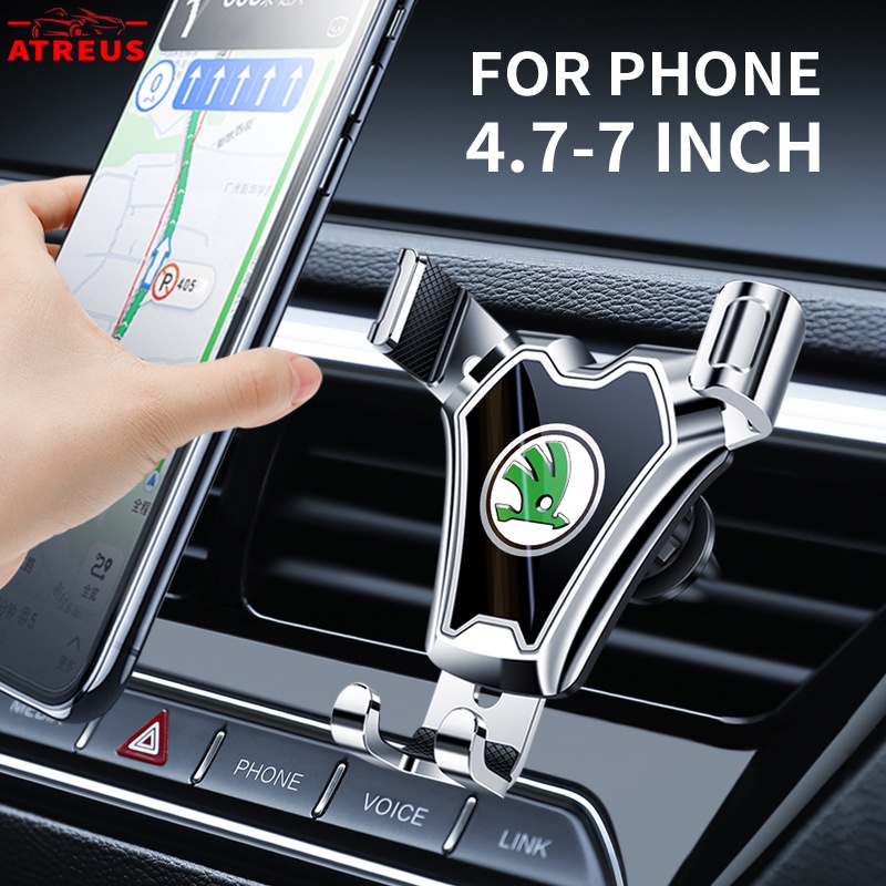 Skoda Stand Handphone Universal 4.7-7 inch Dapat Berputar 360 Derajat Ventilasi Ac Mobil Holder Handphone Untuk Rapid Kodiaq Octavia 2 3 Fabia Karoq Superb