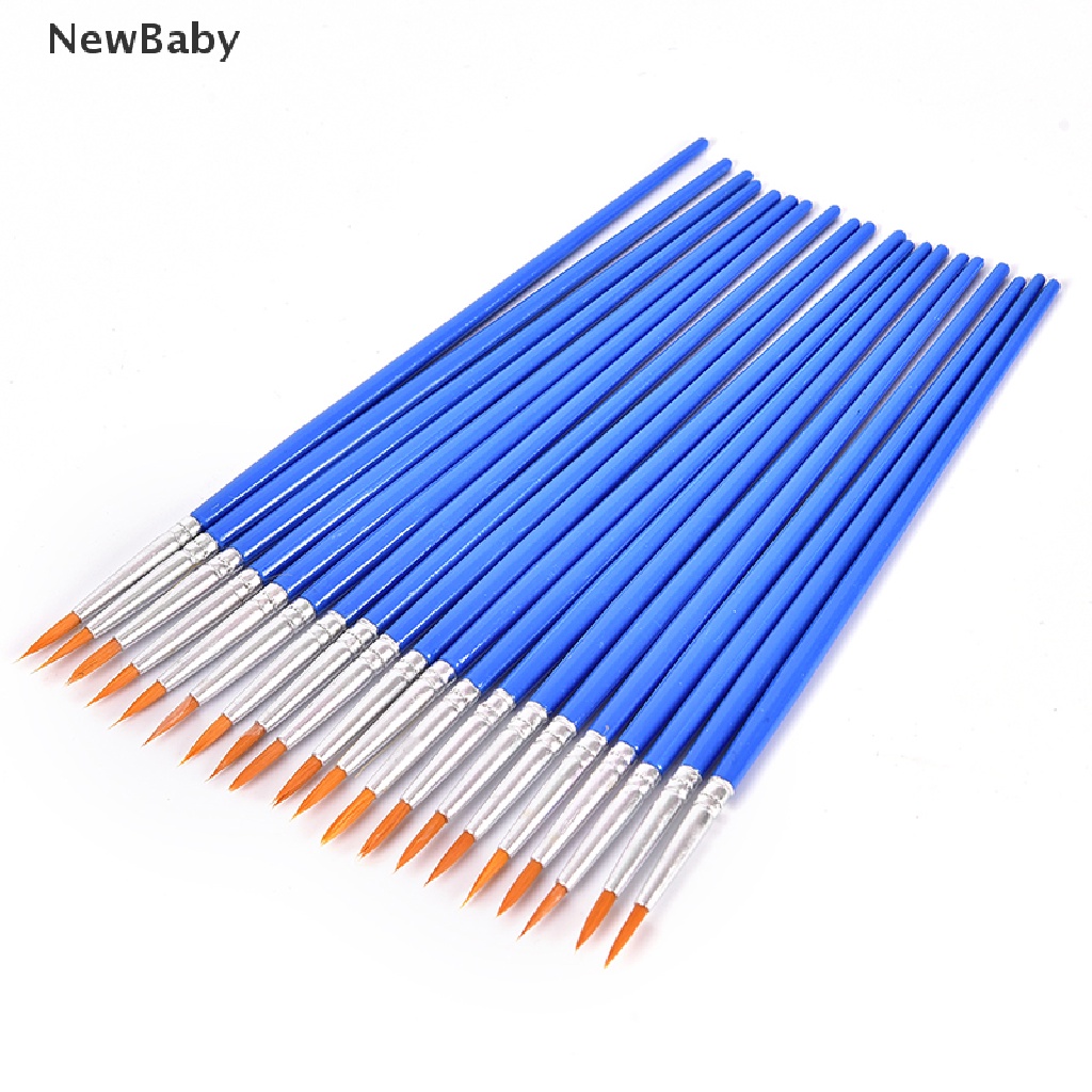 NewBaby 10Pcs Nylon Hair Artist Paint Brush Acrylic Watercolor Round Fine Hand Point Tip ID