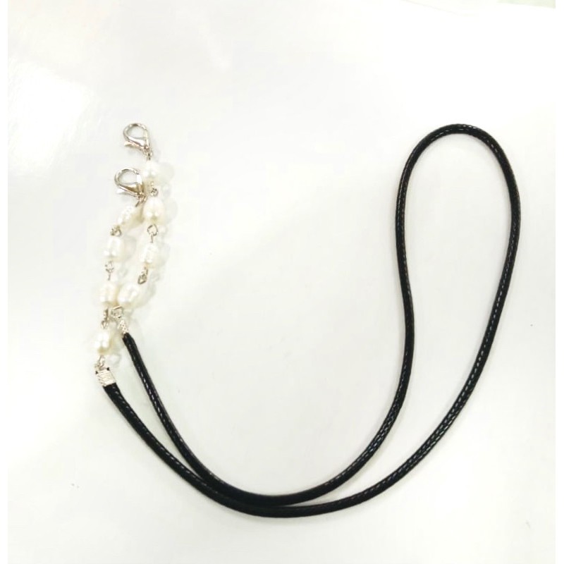 kalung masker mutiara air tawar dan kalung masker batu alam// strap masker//gantungan masker