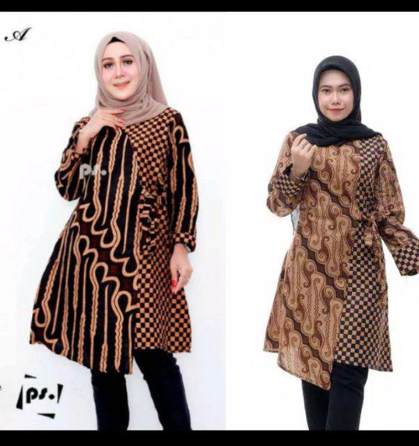 Batik Tunik Zipper Seling Genes Modern Kekinian Pakaian Kerja Kantor Kondangan Selling Seragaman