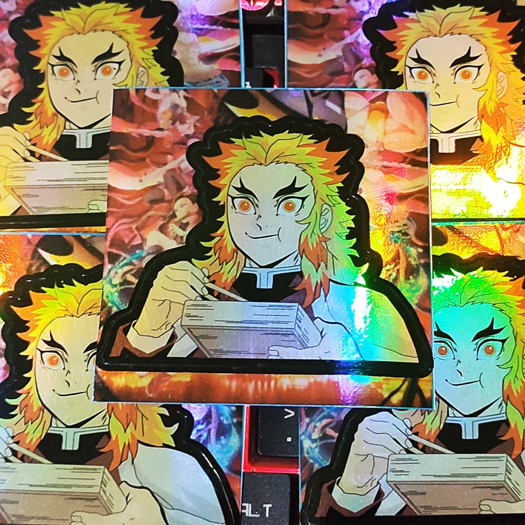 STICKER STIKER HOLOGRAM ANIME -KIMETSU NO YAIBA RENGOKU - STIKER LAPTOP