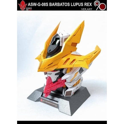 gunpla-model-mecha- papercraft gundam barbatos lupus rex head -mecha-model-gunpla.