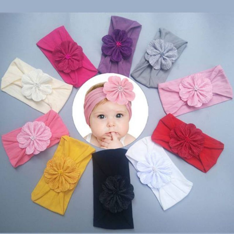 Bandana Bayi Bando Bayi Motif Bunga Bahan Nyaman Untuk Bayi Tidak Berbekas dan Anti Pusing